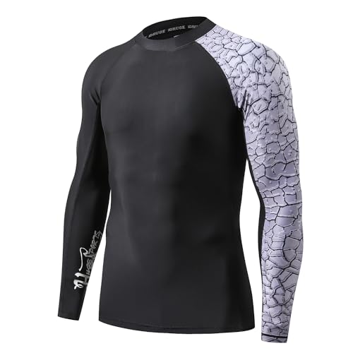 HUGE SPORTS Men's Splice UV Sun Protection UPF 50+ Skins Rash Guard Long Sleeves (Chapped, S)
