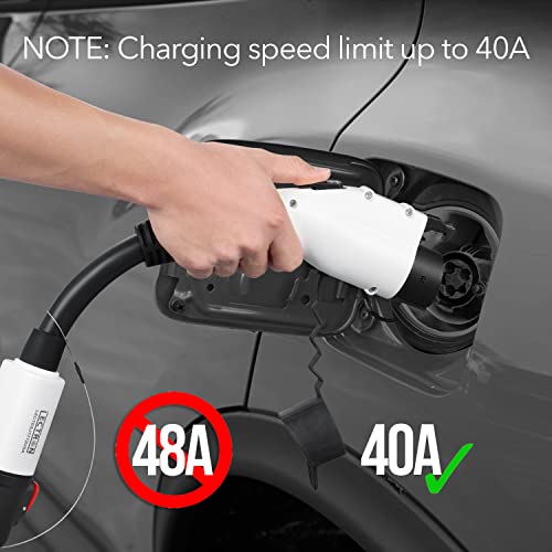 [Only for J1772 EVs] Lectron - Tesla to J1772 Adapter, Max 40 Amp & 250V - Compatible with Tesla High Powered Connector, Destination Charger, and Mobile Connector Only (White)
