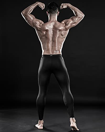 DRSKIN Compression Cool Dry Sports Tights Pants Baselayer Running Leggings Yoga Rashguard Men (M, Black)