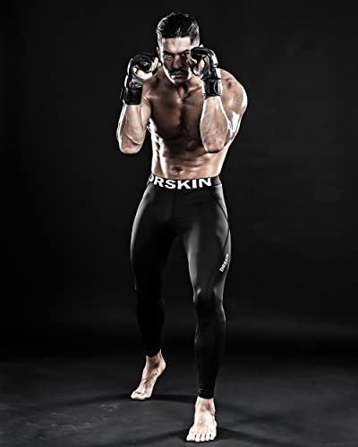 DRSKIN Compression Cool Dry Sports Tights Pants Baselayer Running Leggings Yoga Rashguard Men (M, Black)
