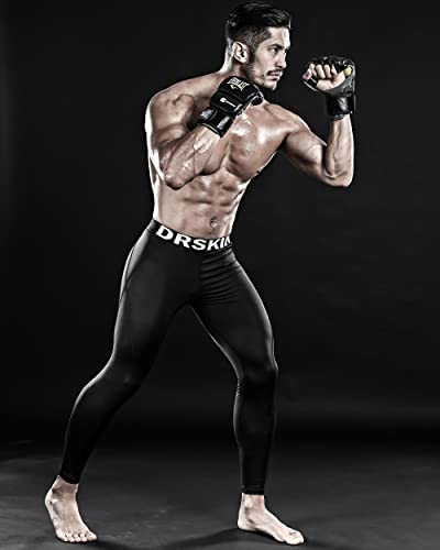 DRSKIN Compression Cool Dry Sports Tights Pants Baselayer Running Leggings Yoga Rashguard Men (M, Black)