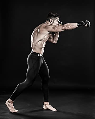 DRSKIN Compression Cool Dry Sports Tights Pants Baselayer Running Leggings Yoga Rashguard Men (M, Black)