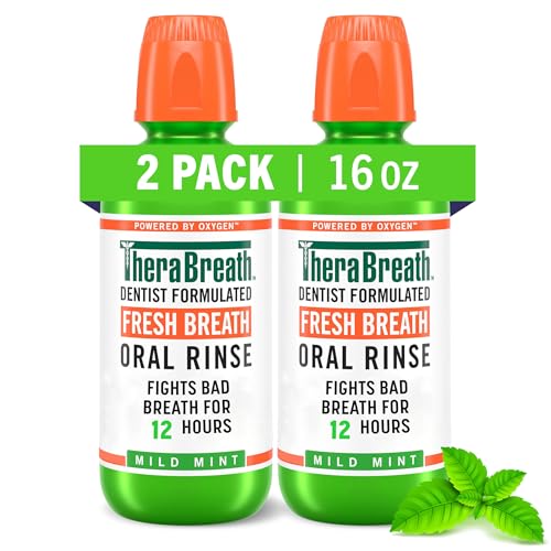 TheraBreath Fresh Breath Dentist Formulated Oral Rinse, Mild Mint, 16 Ounce (Pack of 2)