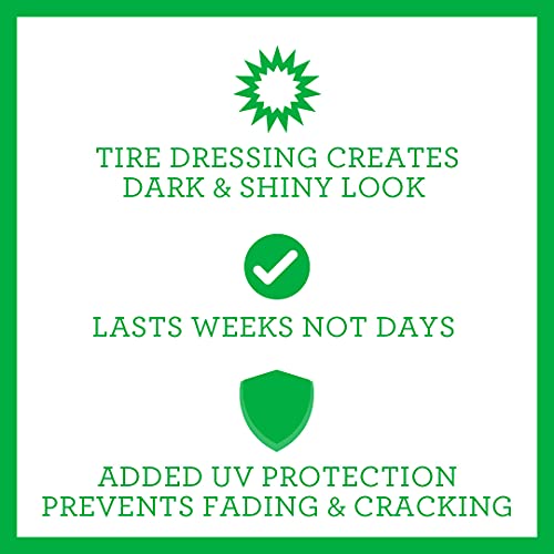 TriNova Tire Shine Spray No Wipe - Automotive Clear Coat Dressing for Wet & Slick Finish - Keeps Tires Black - with Rubber Protector - Prevents Fading & Yellowing - 18 OZ