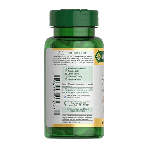 Natureâs Bounty Super B Complex with Vitamin C & Folic Acid, Immune & Energy Support, 150 tablets