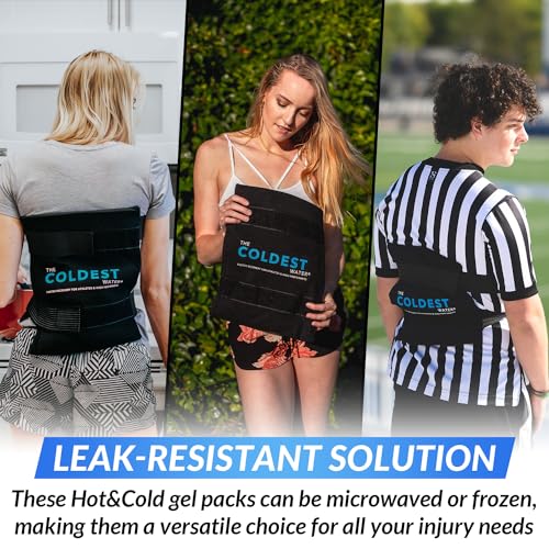 Coldest Gel Ice Pack with Wrap -Reusable Flexible Cold Pack for Injuries, Back Pain Relief, Hip, Shoulder, Knee, Back, After Surgery,Compress for Swelling, Bruises, Surgery - Cold Therapy