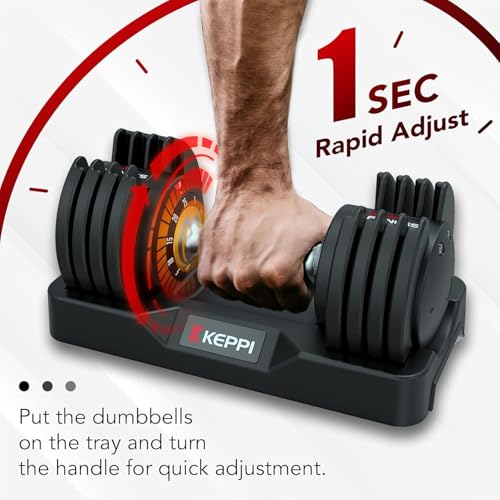 Keppi Adjustable Dumbbells Set-25lb Pair Dumbbells with Anti-Slip Metal Handle for Exercise & Fitness Fast Adjust Weight for Full Body Workout Fitnessâ¦