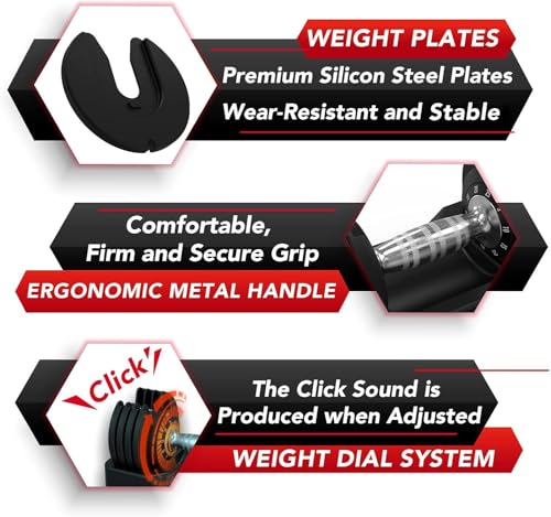 Keppi Adjustable Dumbbells Set-25lb Pair Dumbbells with Anti-Slip Metal Handle for Exercise & Fitness Fast Adjust Weight for Full Body Workout Fitnessâ¦