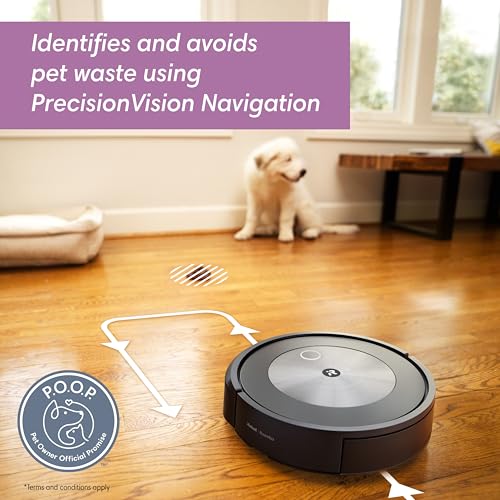 iRobot Roomba j7+ (7550) Self-Emptying Robot Vacuum â Identifies and avoids obstacles like pet waste & cords, Empties itself for 60 days, Smart Mapping, Works with Alexa, Ideal for Pet Hair, Graphite