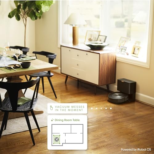 iRobot Roomba j7+ (7550) Self-Emptying Robot Vacuum â Identifies and avoids obstacles like pet waste & cords, Empties itself for 60 days, Smart Mapping, Works with Alexa, Ideal for Pet Hair, Graphite