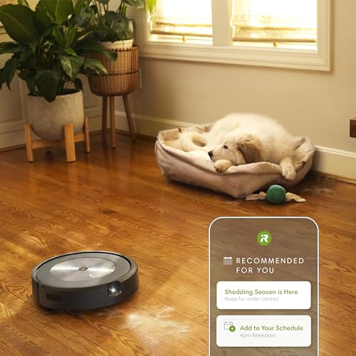 iRobot Roomba j7+ (7550) Self-Emptying Robot Vacuum â Identifies and avoids obstacles like pet waste & cords, Empties itself for 60 days, Smart Mapping, Works with Alexa, Ideal for Pet Hair, Graphite