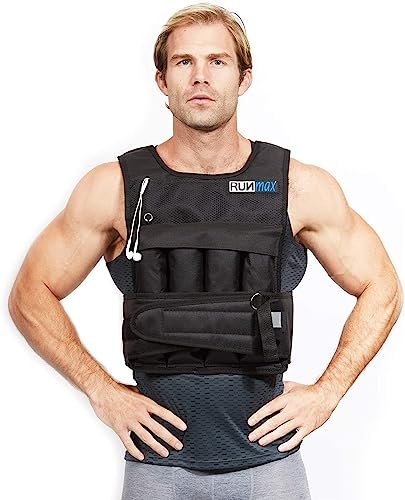 RUNFast rm40p RUNmax 12lb-140lb Weighted Vest (with Shoulder Pads, 40lb), Black