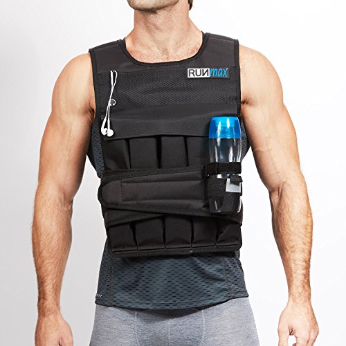 RUNFast rm40p RUNmax 12lb-140lb Weighted Vest (with Shoulder Pads, 40lb), Black