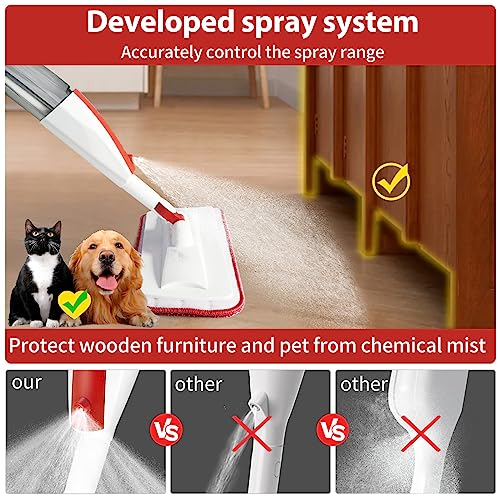 Mops for Floor Cleaning Wet Spray Mop with a Refillable Spray Bottle and 2 Washable Microfiber Pads Home or Commercial Use Dry Wet Flat Mop for Hardwood Laminate Wood Ceramic