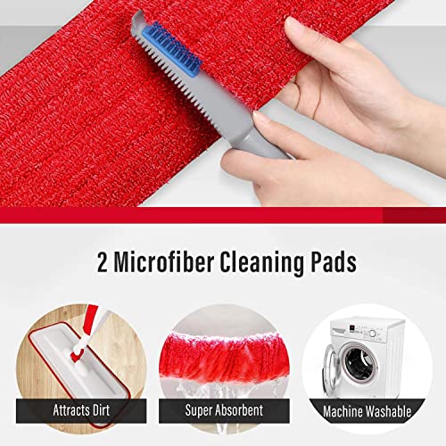 Mops for Floor Cleaning Wet Spray Mop with a Refillable Spray Bottle and 2 Washable Microfiber Pads Home or Commercial Use Dry Wet Flat Mop for Hardwood Laminate Wood Ceramic