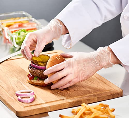 Disposable Vinyl Gloves Medium Size| Heavy Duty | Non Sterile | Powder Free | Latex Free Rubber | 100 Count Box |food Safe