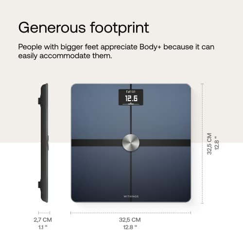 Withings Body+ Smart Wi-Fi bathroom scale - Scale for Body Weight - Digital Scale and Smart Monitor Incl. Body Composition Scales with Body Fat and Weight loss management, body scale