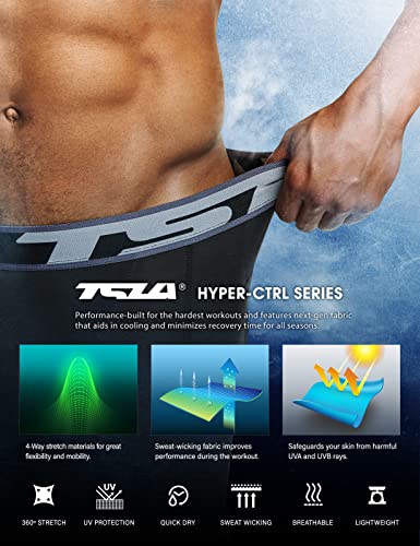 TSLA Men's Athletic Compression Shorts, Sports Performance Active Cool Dry Running Tights, Pocket 3pack Black/Black/Black, Medium