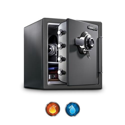 SentrySafe SFW123DSB Fireproof Safe and Waterproof Safe with Dial Combination 1.23 Cubic Feet Gray