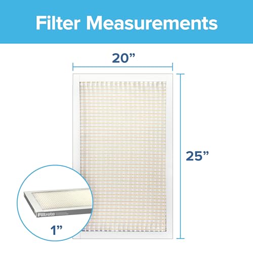 Filtrete 20x25x1, AC Furnace Air Filter, MPR 300, Clean Living Basic Dust, 6-Pack (exact dimensions 19.69 x 24.69 x 0.81)