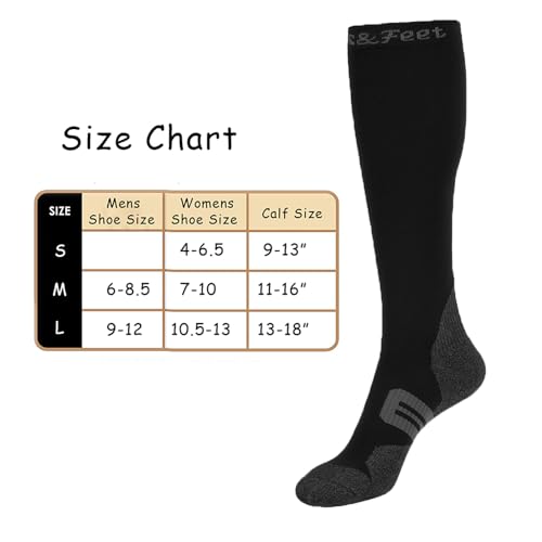 Men's and Women's 3-Pack Black Anti Odor Quick-Dry Compression Socks Graduated Stocking,XL