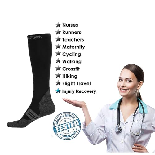 Men's and Women's 3-Pack Black Anti Odor Quick-Dry Compression Socks Graduated Stocking,XL