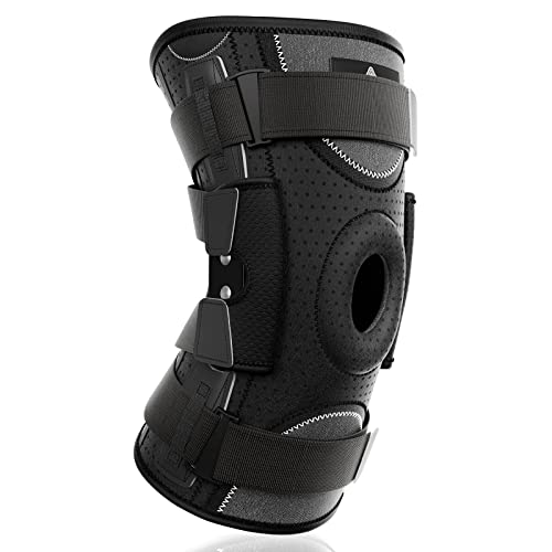 NEENCA Professional Hinged Knee Brace, Medical Knee Support with Removable Dual Side Stabilizers for Knee Pain, Arthritis, Meniscus Tear, Swollen, Injury Recovery, Joint Pain Relief, ACL. Men & Women (XX-Large, Black)