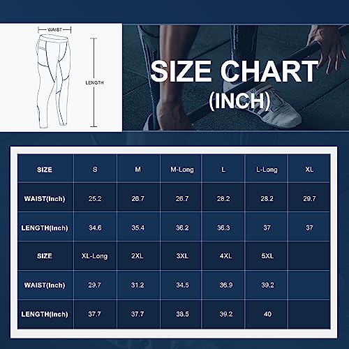 Milin Naco Men's Compression Pants, Running Men Leggings Tight for Sport, Cool Dry Baselayer Yoga Thermal Pants with Pocket-Black/Black/Athletic Black