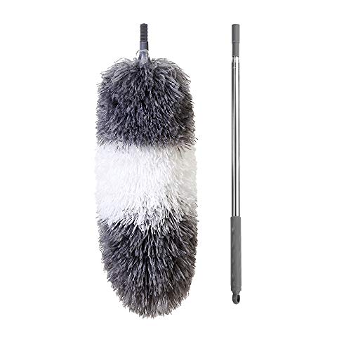 BOOMJOY Microfiber Feather Duster with Extendable Pole, 100" Telescoping Cobweb Duster for Cleaning, Bendable Head, Scratch-Resistant Cover, Washable Duster for Ceiling, Fan, Furniture