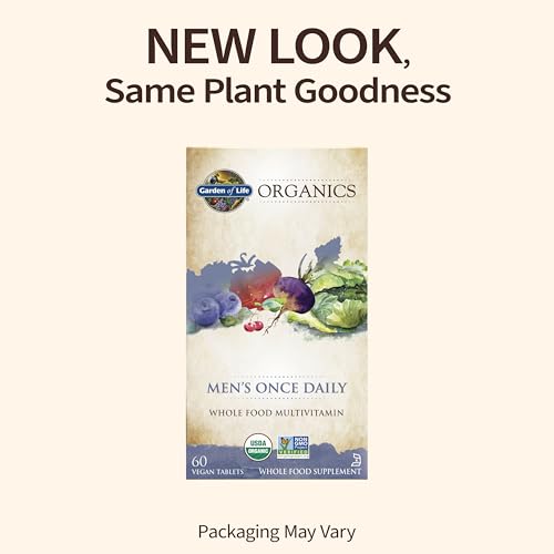 Garden of Life Multivitamin for Men - mykind Organic Men's Once Daily Whole Food Vitamin Supplement Tablets, Vegan, 60 Count
