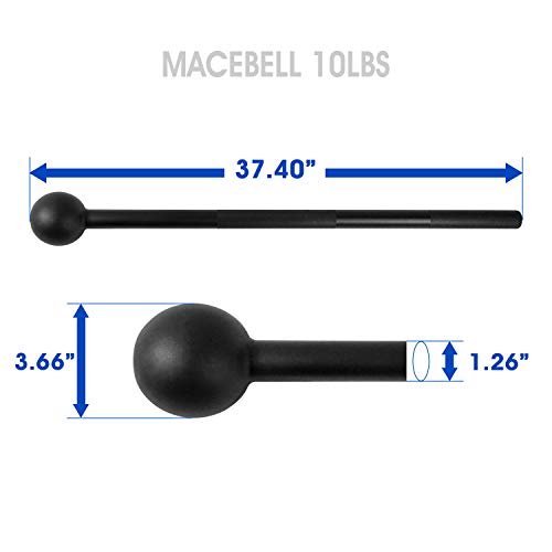 Yes4All Steel Mace Bell for Strength Training, Shoulder, Grips & Forearms Workouts - 10 lb Macebell, Black