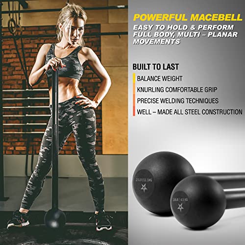 Yes4All Steel Mace Bell for Strength Training, Shoulder, Grips & Forearms Workouts - 10 lb Macebell, Black