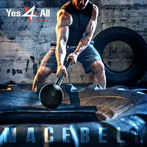 Yes4All Steel Mace Bell for Strength Training, Shoulder, Grips & Forearms Workouts - 10 lb Macebell, Black