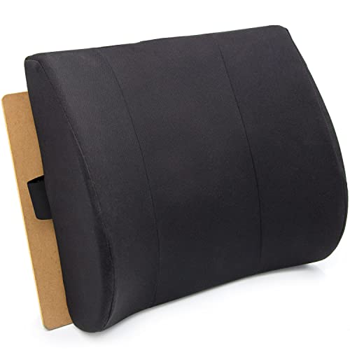 DMI Lumbar Support Pillow for Chair to Assist with Back Support with Removable Washable Cover and Firm Insert to Ease Lower Back Pain while Improving Posture, 14 x 13 x 5, Contoured Foam, Elite, Black