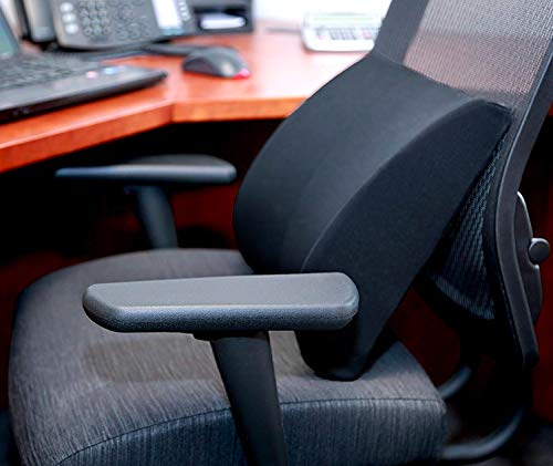 DMI Lumbar Support Pillow for Chair to Assist with Back Support with Removable Washable Cover and Firm Insert to Ease Lower Back Pain while Improving Posture, 14 x 13 x 5, Contoured Foam, Elite, Black