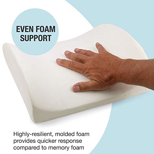 DMI Lumbar Support Pillow for Chair to Assist with Back Support with Removable Washable Cover and Firm Insert to Ease Lower Back Pain while Improving Posture, 14 x 13 x 5, Contoured Foam, Elite, Black