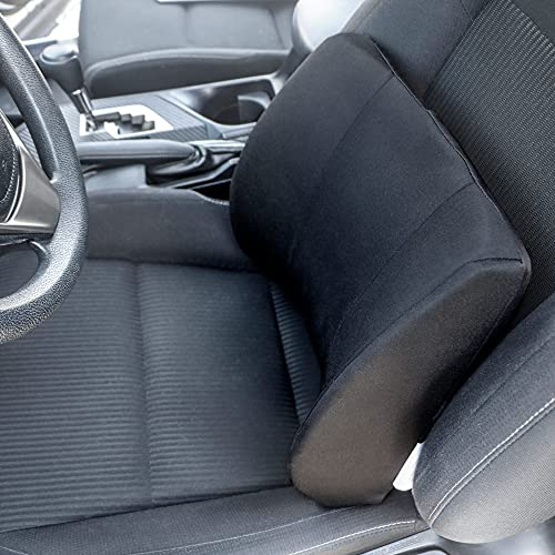 DMI Lumbar Support Pillow for Chair to Assist with Back Support with Removable Washable Cover and Firm Insert to Ease Lower Back Pain while Improving Posture, 14 x 13 x 5, Contoured Foam, Elite, Black