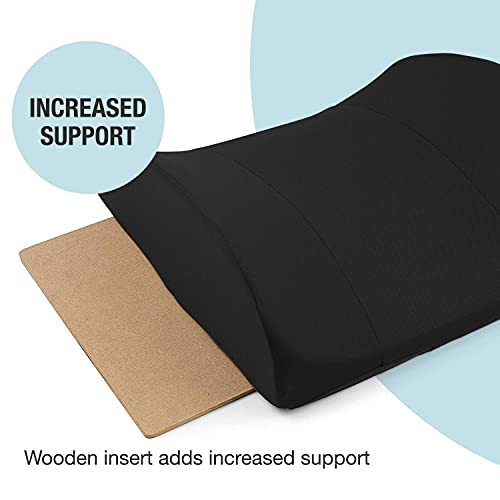 DMI Lumbar Support Pillow for Chair to Assist with Back Support with Removable Washable Cover and Firm Insert to Ease Lower Back Pain while Improving Posture, 14 x 13 x 5, Contoured Foam, Elite, Black