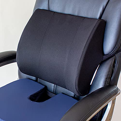 DMI Lumbar Support Pillow for Chair to Assist with Back Support with Removable Washable Cover and Firm Insert to Ease Lower Back Pain while Improving Posture, 14 x 13 x 5, Contoured Foam, Elite, Black