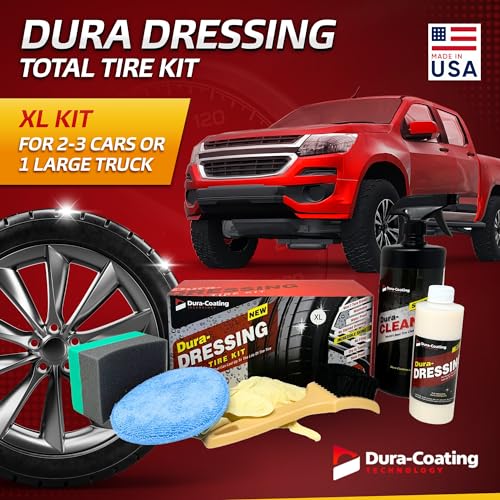Dura-Dressing Total Tire Kit, XL Kit for 2-3 Cars or 1 Large Truck â Tire Dressing and Cleaning Kit â Made in The USA to Ensure Your Tires Shine and Look Great