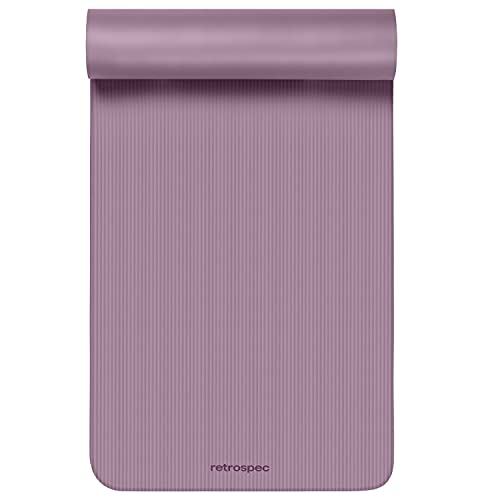 Retrospec Solana Yoga Mat 1" Thick w/Nylon Strap for Men & Women - Non Slip Exercise Mat for Home Yoga, Pilates, Stretching, Floor & Fitness Workouts -Violet Haze