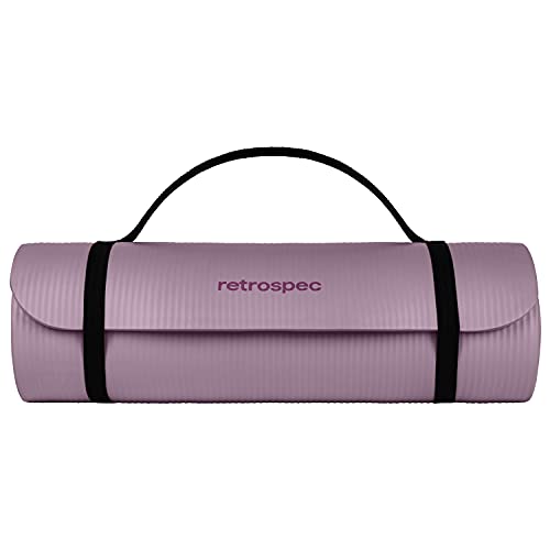 Retrospec Solana Yoga Mat 1" Thick w/Nylon Strap for Men & Women - Non Slip Exercise Mat for Home Yoga, Pilates, Stretching, Floor & Fitness Workouts -Violet Haze