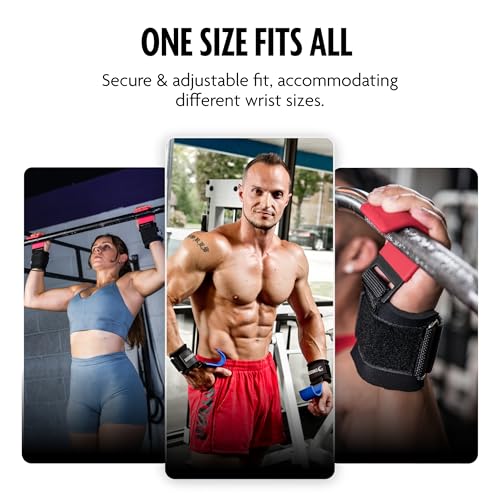 DMoose Weight Lifting Hooks (Pair), Hand Grip Support Wrist Straps for Men and Women, 8 mm Thick Padded Neoprene, Deadlift, Powerlifting, Pull up bar, Liftups, Shrugs