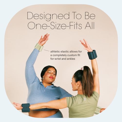 Bala Bangles - Set of 2 (2lb Each) | Adjustable Wearable Wrist & Ankle Weights | Yoga, Dance, Barre, Pilates, Cardio, Aerobics, Walking | Monochromatic Sea