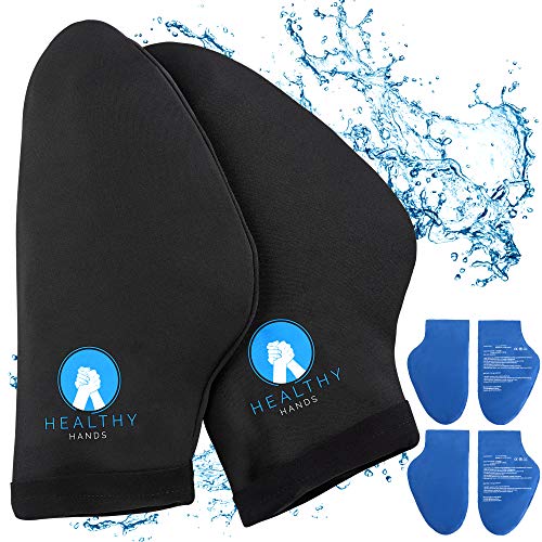 Healthy Hands Hand Ice Pack Wrap â Cold Therapy for Hands - Ice Gloves for Chemo, Neuropathy, Arthritis, Injuries and Working Hands â Includes 2 Mittens and 4 Reusable and Flexible Gel Ice Packs S/M