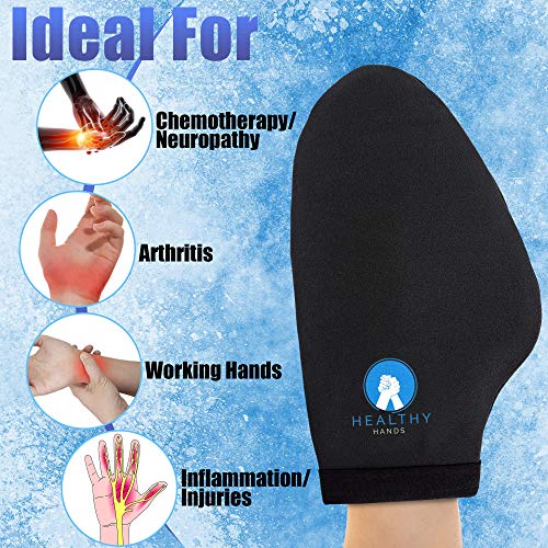 Healthy Hands Hand Ice Pack Wrap â Cold Therapy for Hands - Ice Gloves for Chemo, Neuropathy, Arthritis, Injuries and Working Hands â Includes 2 Mittens and 4 Reusable and Flexible Gel Ice Packs S/M