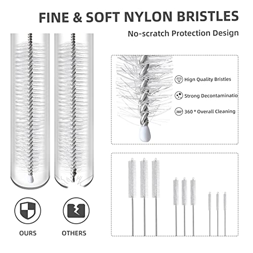 Hiware Drinking Straw Cleaner Brush Kit - (3-Size) 9-Piece Extra Long Pipe Cleaners, Straw Cleaning Brush for Tumbler, Sippy Cup, Bottle and Tube