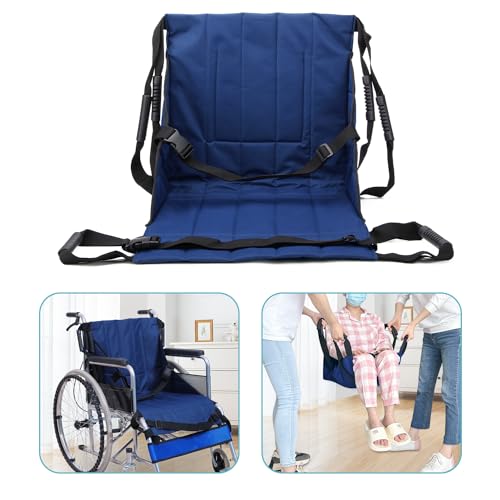 Patient Lift Stair Slide Board Transfer Emergency Evacuation Chair Wheelchair Belt Safety Full Body Medical Lifting Sling Sliding Transferring Disc Use for Seniors,Handicap (Blue - 4 Handles)