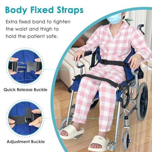 Patient Lift Stair Slide Board Transfer Emergency Evacuation Chair Wheelchair Belt Safety Full Body Medical Lifting Sling Sliding Transferring Disc Use for Seniors,Handicap (Blue - 4 Handles)