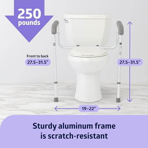 Medline Toilet Safety Rails, Safety Frame for Toilet with Easy Installation, Height Adjustable Legs, Bathroom Safety